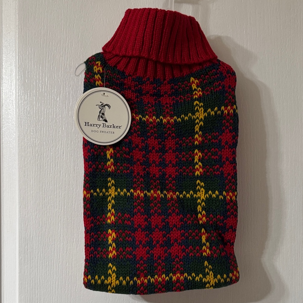 Harry Barker Holiday Cozy Red Knit Dog Sweater Sz L - Picture 3 of 8